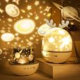 Bébé Veilleuse Projecteur, LED Enfant Veilleuse Lampe Musicale et Lumineuse 360°Rotation, Lampe de projecteur, Cadeaux de Noël-2