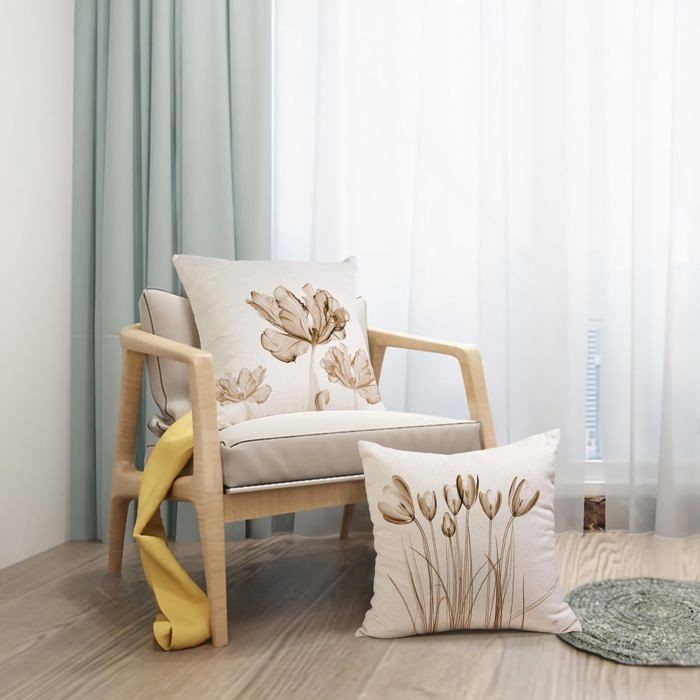 Housses De Coussin 60x60cm Plage Mer Taie D'oreiller Décoratives Lot De 4 En Coton Et