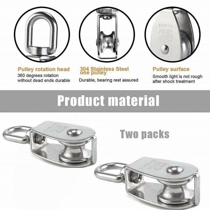 12 Pièces Poulie De Levage Acier Inoxydable 304 - Pivotante 360° Charge 35kg Pour Câble 6mm