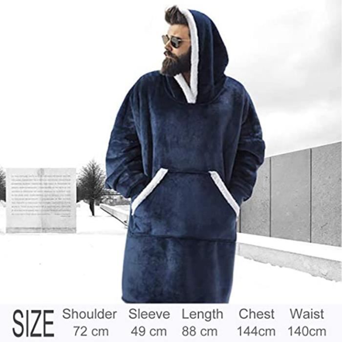 Sweat à Capuche Couverture Portable Géante Avec Manches Et Poche - Hoodie Sherpa Doux Et Chaud Pour Adulte Femme Homme Ado