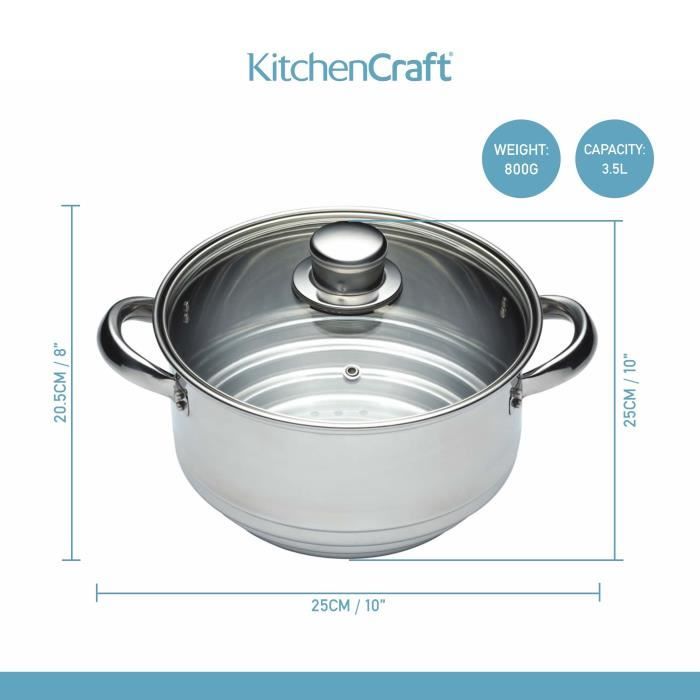 KitchenCraft Paniers Diviseurs Pour Casserole - 3 Paniers Inox - Pour Casserole 20 Cm