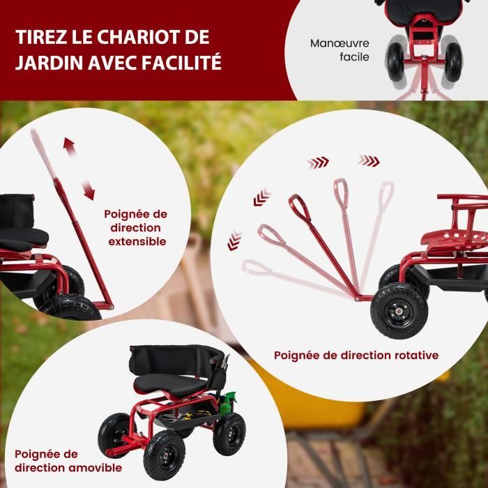 Chariot support à roulettes Plateau rond diamètre 40 x 12,5 cm Charge max  275 kg 4 roues Plantes ou matériel lourd