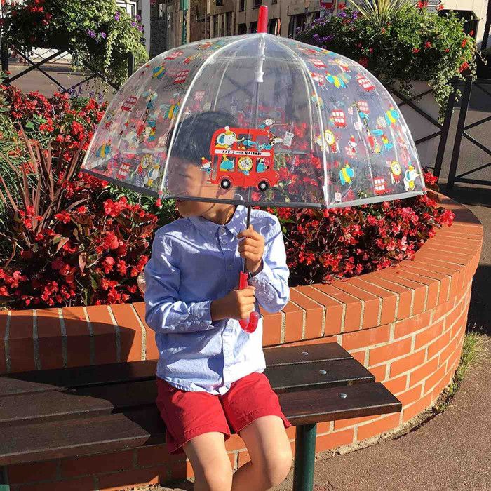 Parapluie Transparent Cloche Avec Bord Rouge - Marque Rainy Days - Neuf Avec étiquettes