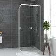 Porte de douche angle Spot carrée extensible 80 à 90cm AURLANE - Verre trempé transparent - Profilés métal blanc-3