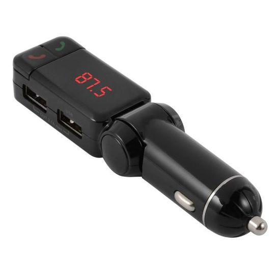 SHOP-STORY Kit Mains-Libres sans Fil Bluetooth 2.0 avec Emetteur Transmetteur Radio FM pour Lecteur Musique MP3 et Communication T/él/éphonique avec Chargeur Double USB sur Allume-Cigare