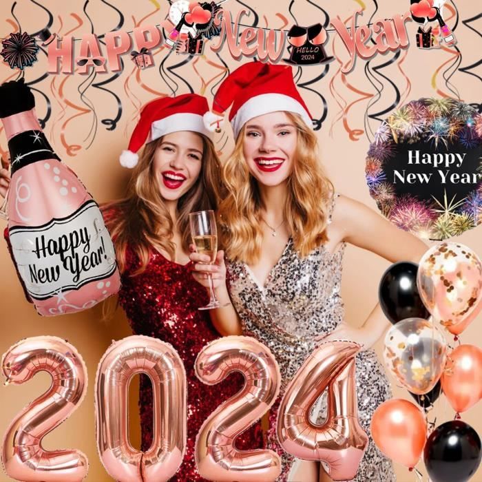 Decoration Nouvel An 2024, Ballons 2024 Or Rose Happy New Year Décoration,  Doré Deco Fete Nouvelle Année 2024, Gonflable Hél[u9126] - Cdiscount Maison