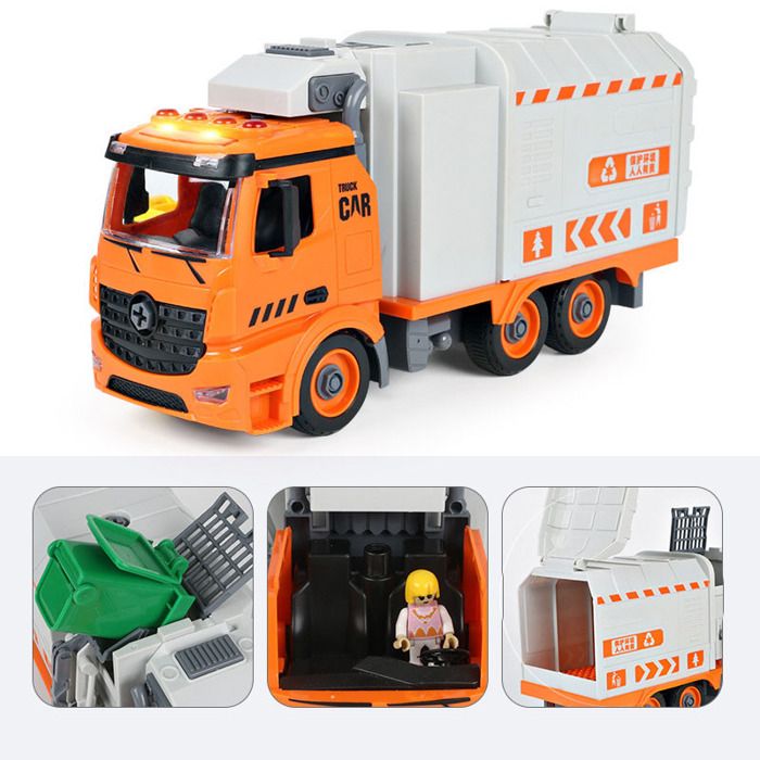 Camion Poubelle Jouet Kramow – Avec Lumière, Sons, Visseuse, 116 Pièces – 3-6 Ans
