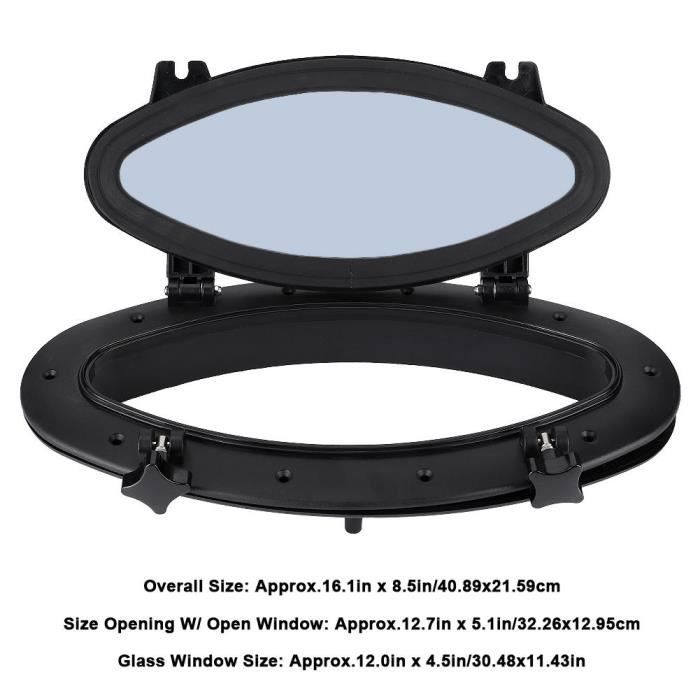 Hublot Rectangulaire Bateau Camping-car - Verre Trempé 4mm - Dimensions 400x200mm - Ouverture 90° - Étanchéité Renforcée