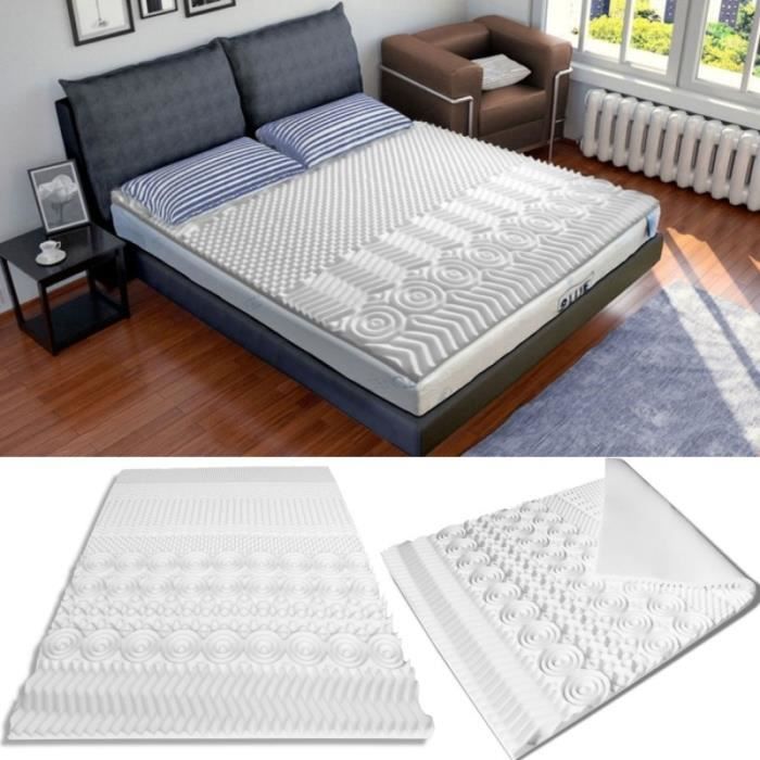 ID MARKET Surmatelas mousse mémoire de forme 10 zones 160X200 cm Cdiscount Maison