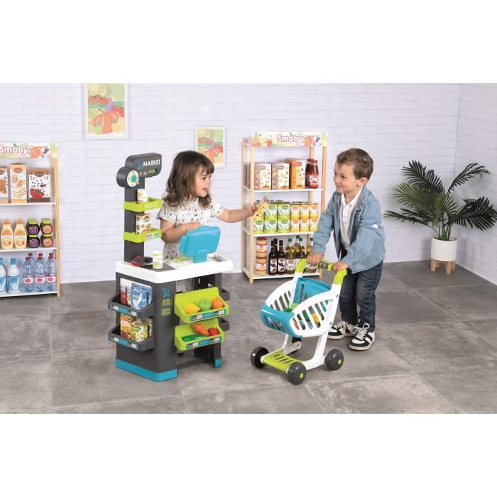 Smoby Marchande Supermarché pour Enfant - Chariot de Course Inclus