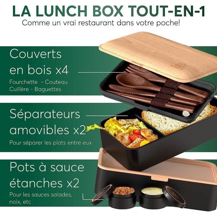 Umami Lunch Box - Bento Lunch Box Tout-en-1, Boite Repas avec Couverts et  Pots à Sauce - Boite Bento pour Salades, Collations, B126 - Cdiscount Maison