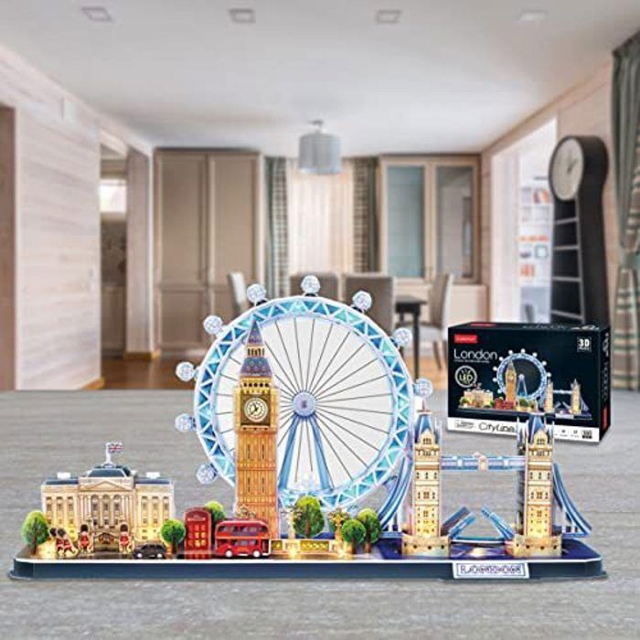 Puzzle 3D, London LED Cityline, Maquette A Construire, Puzzle 3D Adulte, Puzzle Enfant 8 Ans, Maquette Jouet Enfant, 186 Pièces - Jeux - Jouets
