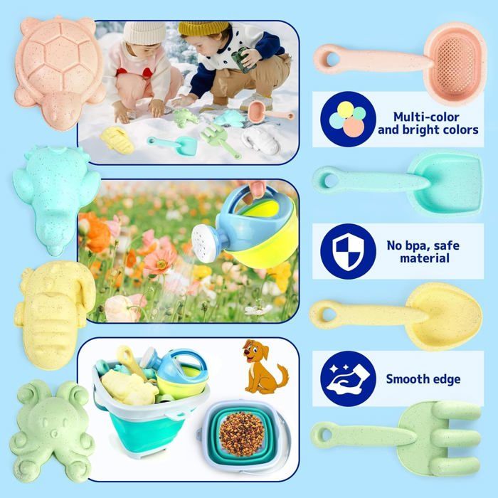 Jouet de Plage - Non spécifié - Ensemble 11Pcs - Seau Pliable - Multicolore - Pour Enfants 3 ans