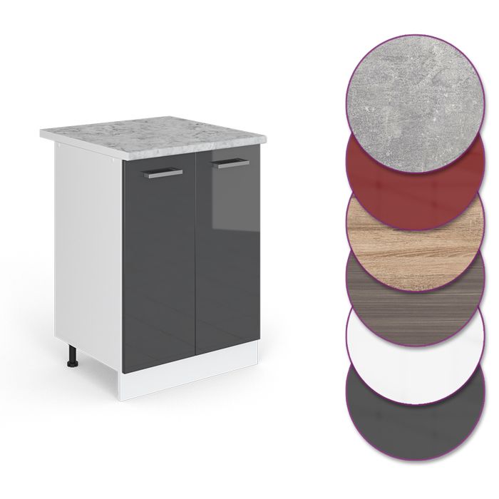 Vicco meuble de cuisine haut vitré R-Line, Bleu-gris/Anthracite, 60
