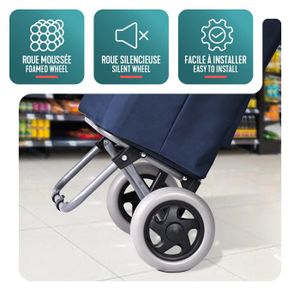 Chariot De Courses Pliable – 3 Roues – Bleu à Carreaux – 54x34x24 Cm