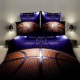 3PCS Parure de Lit 3D Basketball Imprime Housse de Couette et Taie d'oreiller pour  Garçon Les jeunes 200x200cm-0
