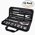 ChangM Outil pour Barbecue 16pcs Ustensiles Barbecue Piquenique Portable Accessoires Barbecue en Inoxydable-0