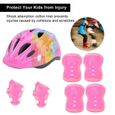 7pcs enfants patinage vélo équipement de protection mis casque de sécurité genou coude poignet pad (enfants colorés roses)-0