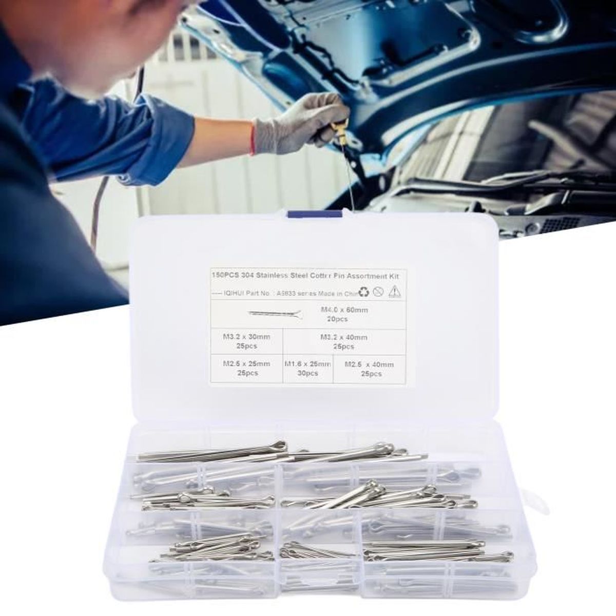 Épingles fendues Kit de fixation à goupille en acier inoxydable 6
