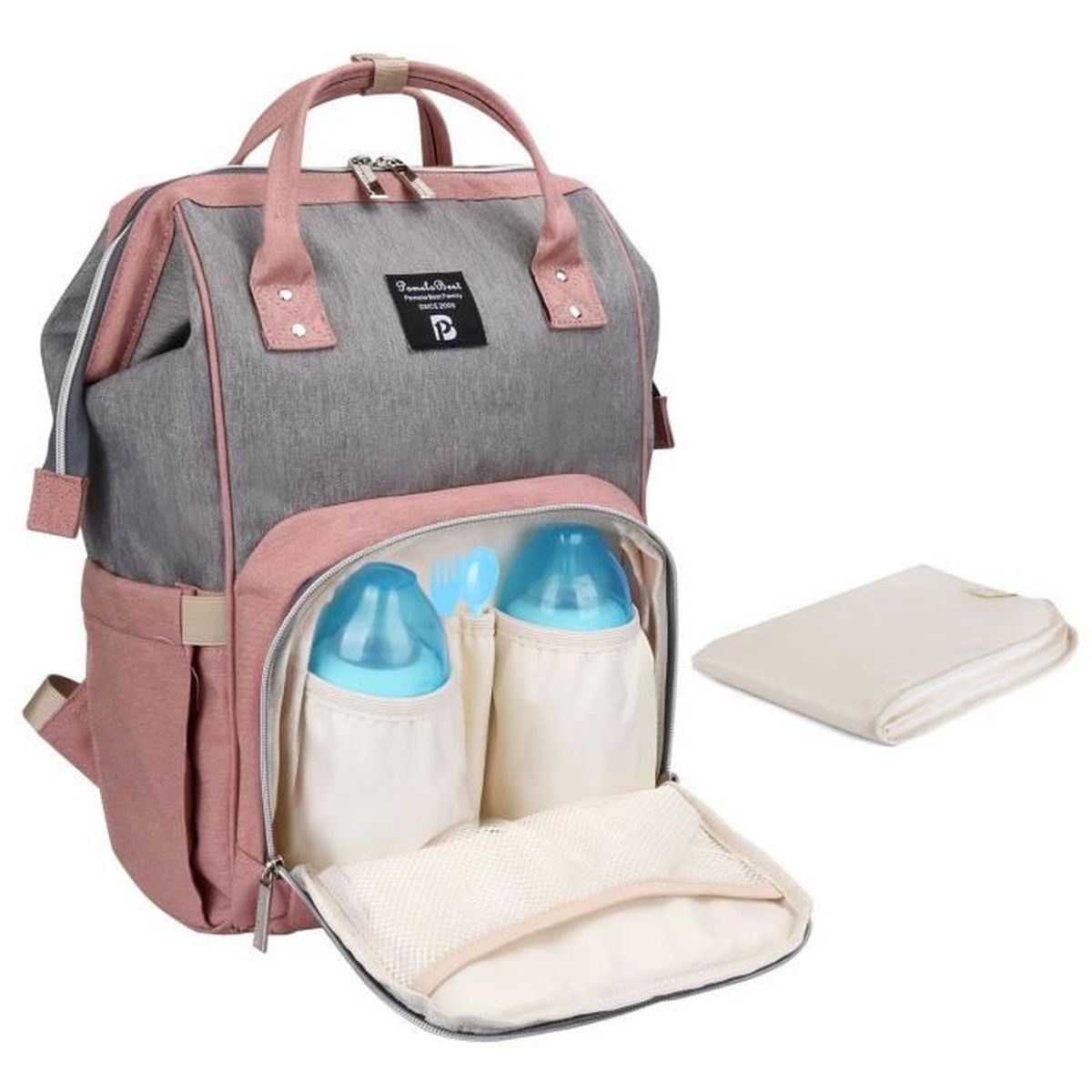 Sac A Dos A Langer Bebe Impermeable En Oxford Grande Capacite 55l Avec Matelas A Langer Poignees Unisex Voyage Rose Et Gris Achat Vente Sac A Langer 0602430304231 Cdiscount
