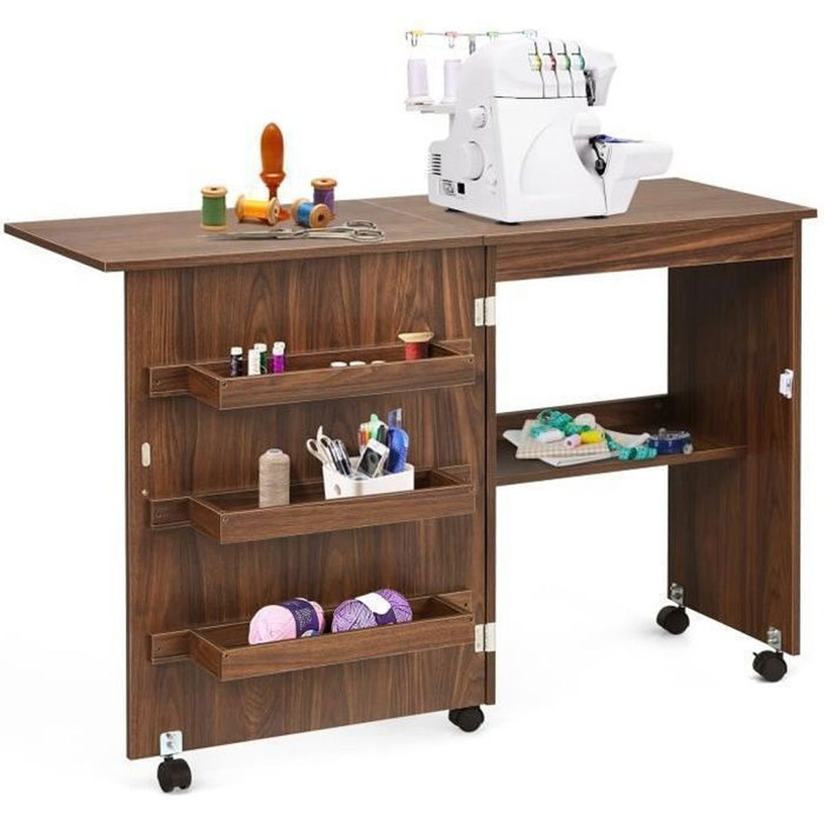 Costway Meuble Pour Machine A Coudre Table De Couture Pliante Avec
