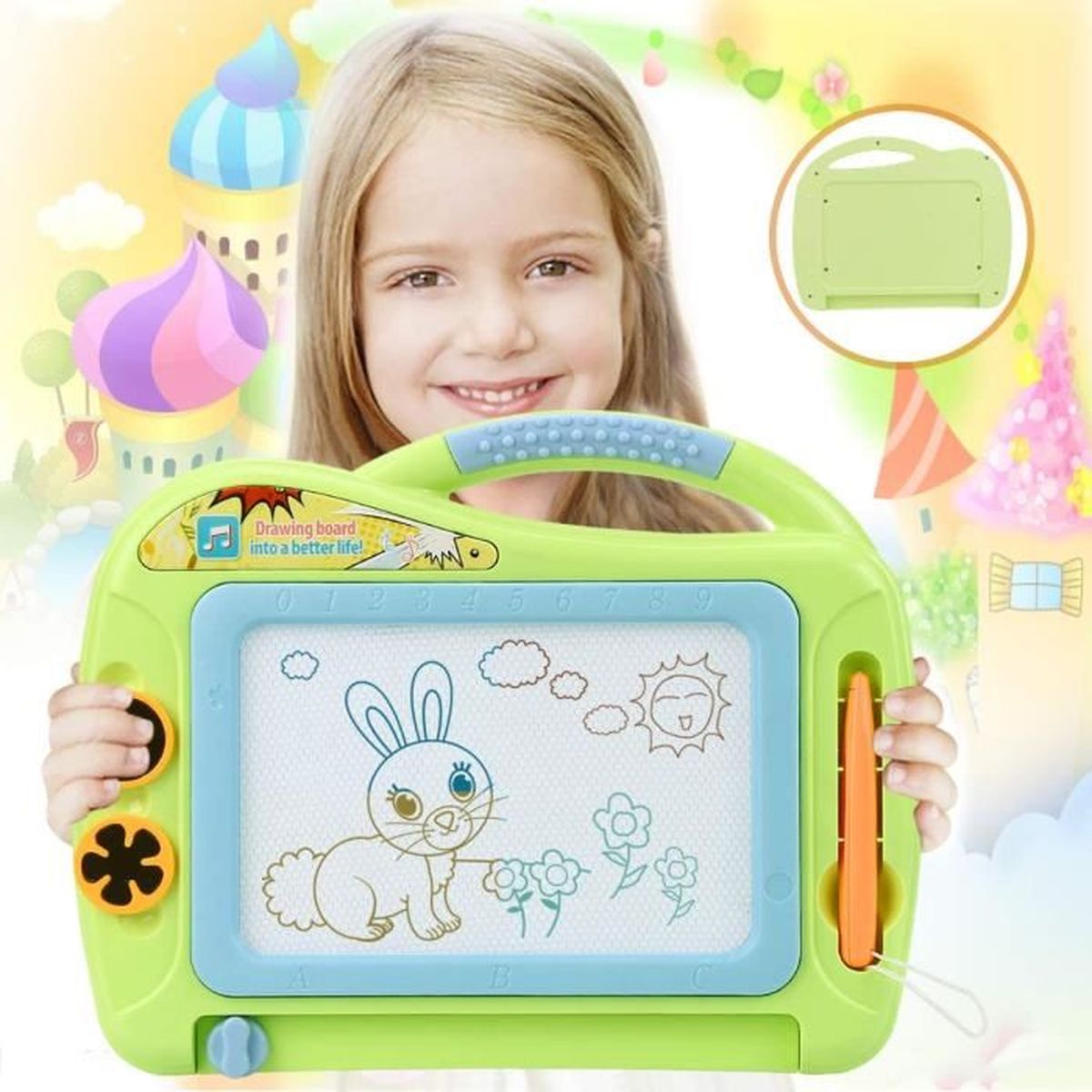 Ardoise Magique Enfant Tableau De Dessin Magnetique Effacable Multicolore Pour Bebes Avec 2 Timbres Et 1 Stylo Vert Cdiscount Jeux Jouets