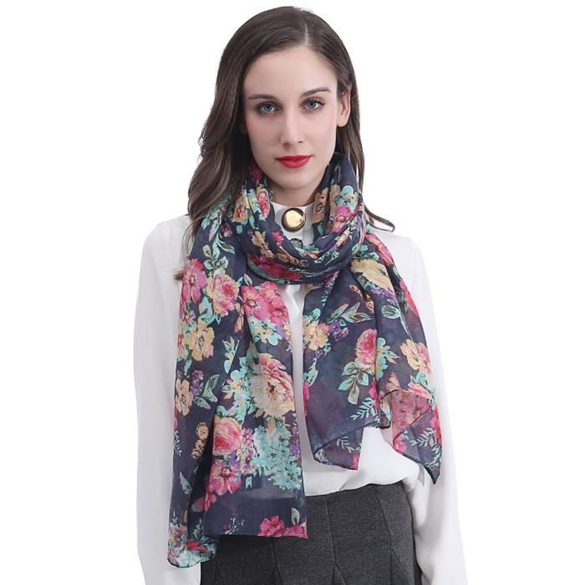idée cadeau itendance Etole femme en laine écharpe chale multicolore