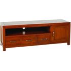 MACABANE EDEN - Meuble TV bas 3 tiroirs marron bois Mindi