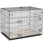 Cage pour chien - PawHut - pliable - avec 2 portes, plateau amovible, coussin doux lavable - cadre en acier - 76 x 53 x 60 cm -