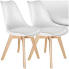 Chaises de salle à manger - TECTAKE - Lot de 2 fauteuils repas FRÉDÉRIQUE style scandinave forme ergonomique - Blanc