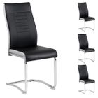 CARO-MÖBEL Lot de 4 chaises de salle à manger ou cuisine LOANO, Chaise cantilever avec assise rembourrée et piètement en métal, Noir et gris