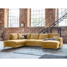 BESTMOBILIER Lilly - Canapé panoramique d'angle gauche - 7 places - convertible avec coffre - en velours - Jaune