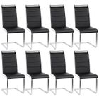 JEOBEST® 8 Pcs chaises de Salle à Manger Leona piètement chromé revêtement synthétique Noir/Blanc