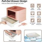 Bac à litière pliable pour chat - KEDIA - Entrée avant et sortie supérieure - Très grand espace - Rose