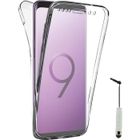 VCOMP Pour Samsung Galaxy S9 5.8": Coque Silicone Gel ultra mince 360° protection intégrale Avant et Arrière + mini Stylet - TRANSPARENT