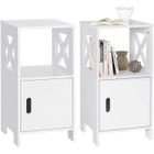 WOLTU Lot de 2 Table de Chevet Étroite 30x30x60cm, avec 1 Casier Ouvert et 1 Compartiment avec Porte, Blanc TSR166ws-2