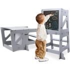 Tour d'apprentissage Transformable bébé, YOLEO, Tour d'observation pour Enfants Montessori Pliable, avec Tableau Noir et Blanc,