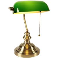 Newrays-lampe de table de banquier en verre vert lampe de table de chevet de salon avec interrupteur à glissière