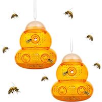 Lot de 2 pièges à guêpes réutilisables pour extérieur et intérieur piéger les guêpes, jaunes, vestes trompettes et abeilles