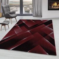 Tapis à poil ras Tapis RICA design de salon Motif 3-D triangle Poil souple Rouge 140 x 200 cm