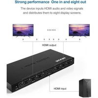 Wishlink Répartiteur HDMI 1 x 8,commutateur audio vidéo Full HD 3D et 4K x 2K