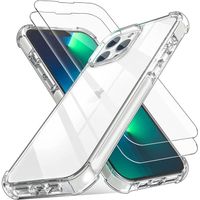 Coque iPhone 13 Pro Max + 2 Verres Trempés Protection écran Intégrale 9H Anti-Rayures Housse Silicone Antichoc Transparent