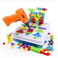 BUOAZR Puzzle Mosaïque 3D Dinosaure - 224 Pièces Avec Perceuse électronique - Mallette De Bricolage - Cadeau 3-6 Ans