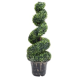 FLEUR ARTIFICIELLE Lavienrose Plante de buis artificiel en spirale avec pot Vert 100 cm 116095