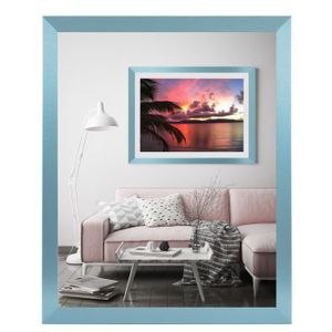 Cadre Photo En Bois Online-GalleryKing 48 X 69 Cm - Bleu Clair - Verre Synthétique Antireflet - Fabriqué En Allemagne