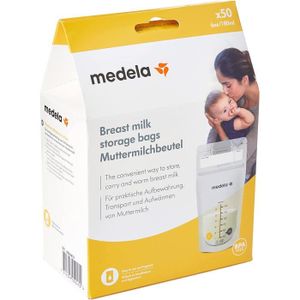 CONSERVE LAIT MATERNEL  Sachet de conservation pour lait maternel Medela - double glissiere de securite, bords renforcees, sans BPA, 180ml, Lot de 50
