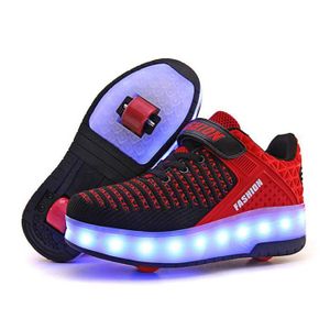 Linckoo LED Lumières Clignotant Couleur Changeant Chaussures à roulettes 2 Roues Respirant Patins à roulettes Multisports Gymnastique Sneakers pour Garçon et Fille