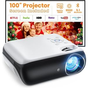 Vidéoprojecteur Videoprojecteur, Projecteur Bluetooth Natif 1080P Avec Écran 100