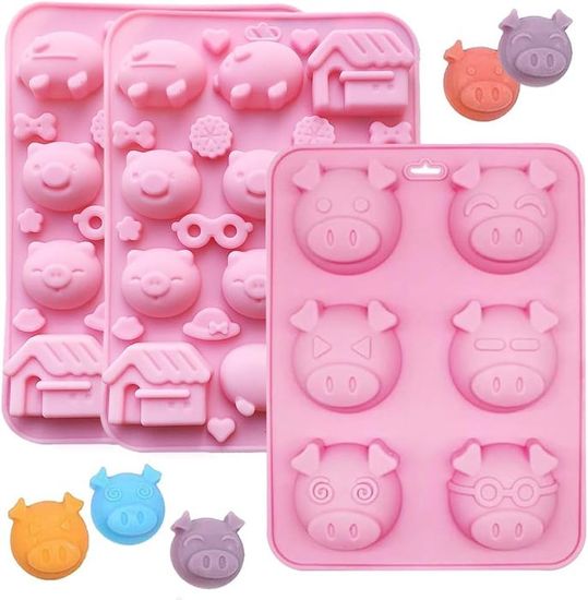 Moule à Savon En Silicone Forme Cochon 3D - Pour Savons, Bougies, Résine DIY - 8,3 X 6,3 X 6,2 Cm
