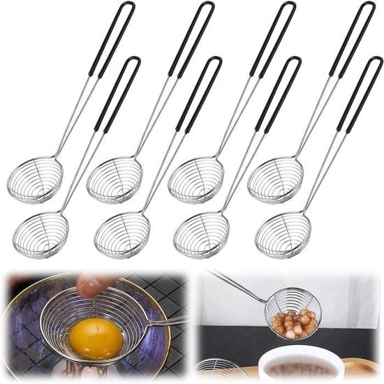 Passoire Inox Fondue Lot 8 Épuisettes Fondue Acier Inoxydable - Passoires à Maille Fine - Poignées Silicone - 25.7cm Appareil à Fondue Electrique Passoire Inox Fondue Lot 8 Épuisettes Fondue Acier Inoxydable - Passoires à Maille Fine - Poignées Silicone - 25.7cm Appareil à Fondue Electrique